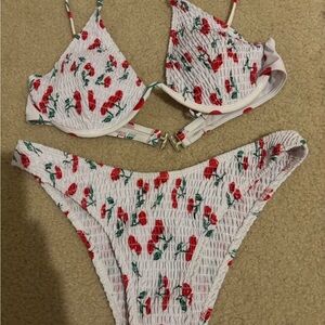 Red and White Cherry Bikini Set